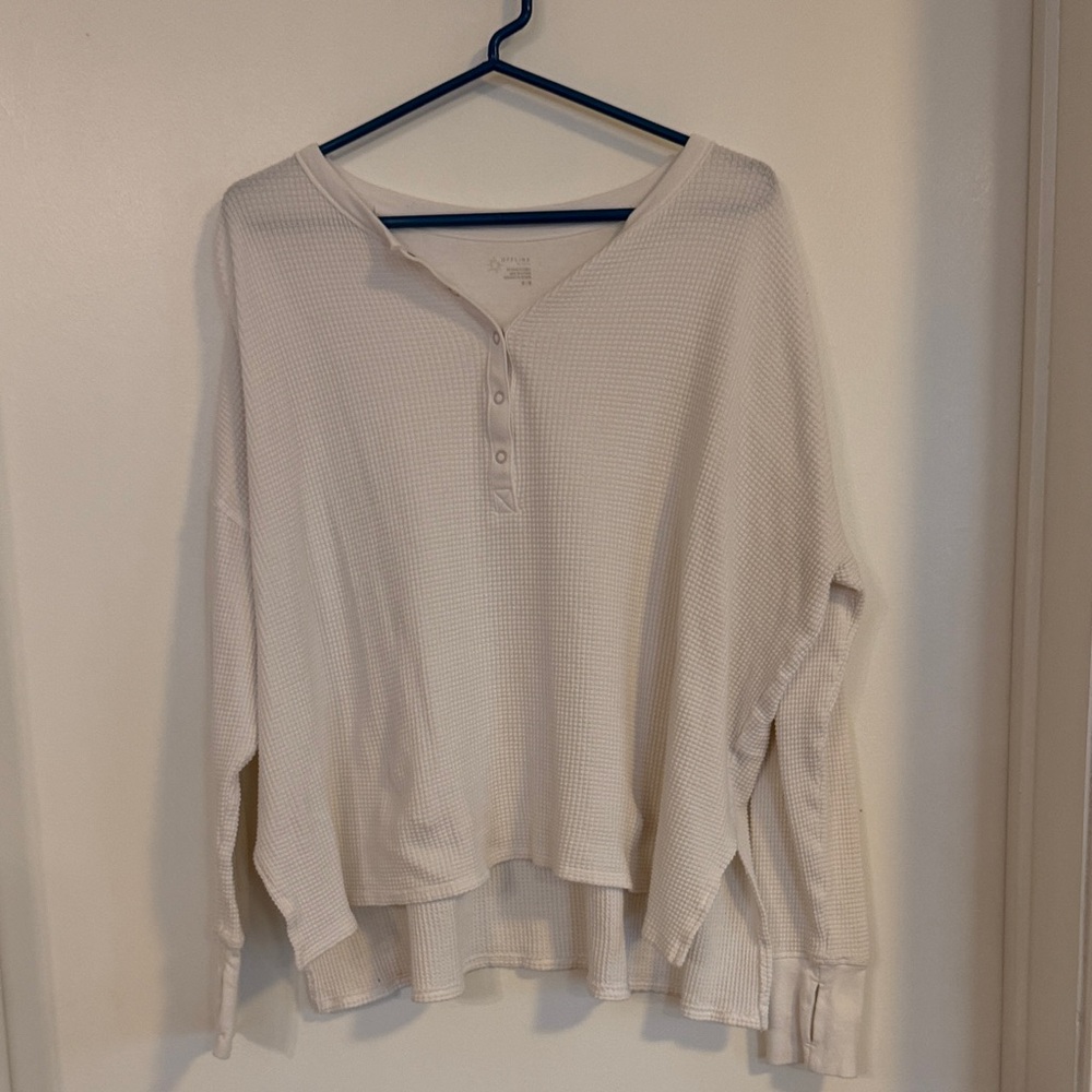 Aerie Cream Waffle Knit Top
